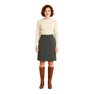 Loft Curvy Grey Straight Knee Length Pencil Skirt